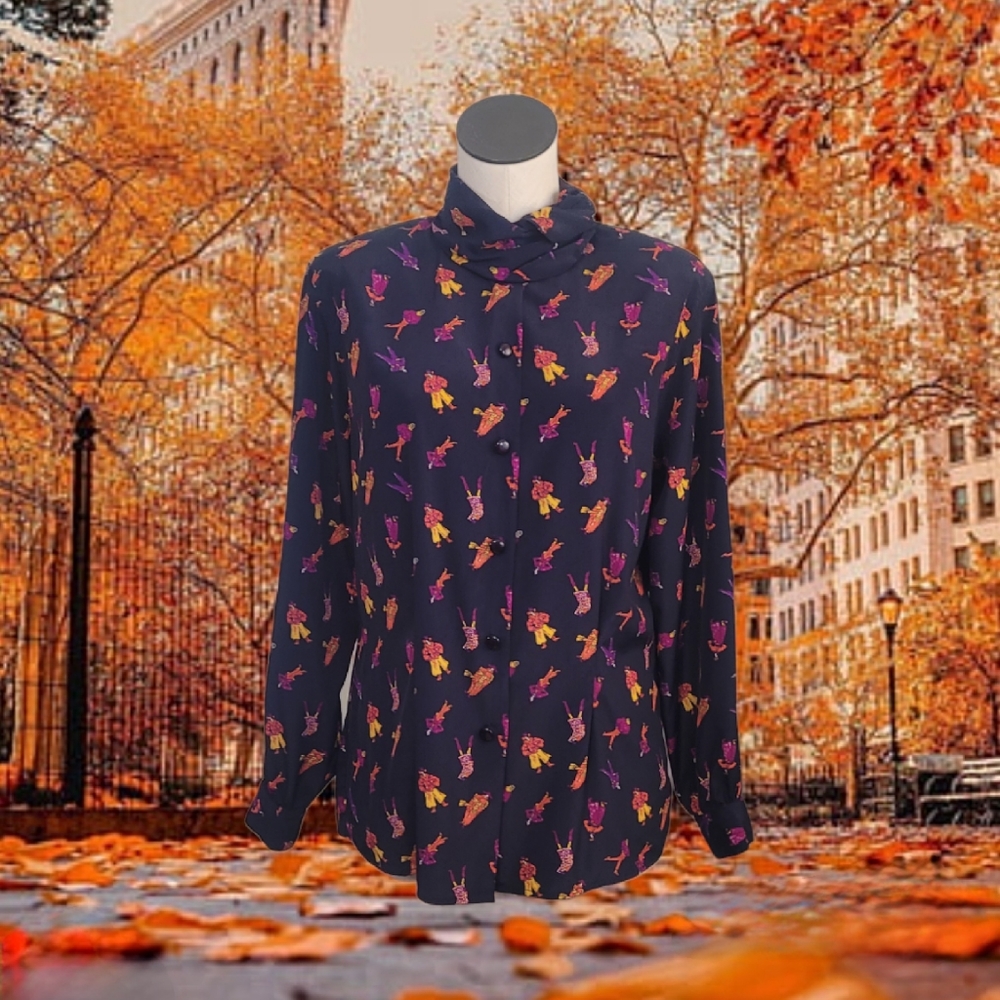 Vintage Fashion Print Blouse
